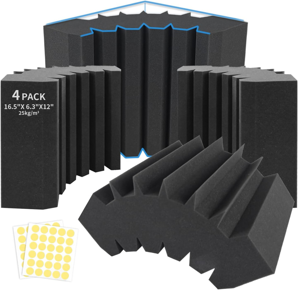 4 Pack Bass Traps Corner Acoustic Foam Corner 16.5″ X 6.3″ X 12″