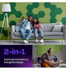 Ekkogo Acoustic Wall Panels 12-Pack Green Hexagon High Density Sound Dampening