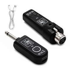 Dynamic Range 110dB Wireless Guitar XLR Transmitter Receiver System 30-50m Black
