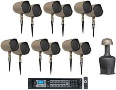 (12) JBL GSF6-TN 6.5″ Landscape Ground Stake 70v Commercial Speakers+12″ Sub+Amp