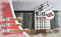 GRIFFIN Microphone Boom Stand 4PACK Holder Mount XLR Cable Mic Clip Stage Studio