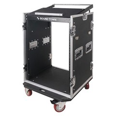 Sound Town 16U Rack Case with 11U Slant Mixer Top 20’’ Rackable Depth STMR-16UWT