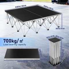 4x4ft Foldable Stage Platform Portable Stage Risers with 17″ Heights Easy Set Up