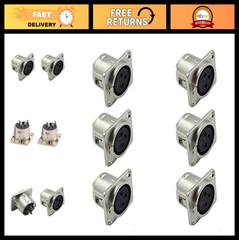 6 Pcs XLR Female 3 Pin Panel Mount Jacks, Audio Studio Connectors, Metal Housing