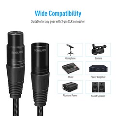 SONICAKE 2M XLR Microphone Cable Male to Female 3Pin Cable Braided For Studio