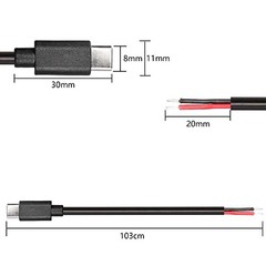 USB Type-C Pigtail Cable Extension Power Cable 22AWG 5V 3A USB-C Type C Male