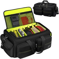 DJ Bag, Large Capacity DJ Cable Gig Bag with 6 Pockets for Extension Cords, M…