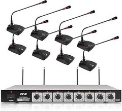 8 Channel Wireless Microphone System – Portable VHF Cordless Audio Mic Set