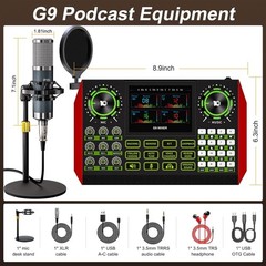 G9 Podcast Equipment Bundle with Audio Mixer for Streaming Singing, 3.5mm Con…