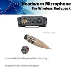 Single Earhook Microphone mini XLR For Shure Headworn Wireless-TA4F 4pin Beige