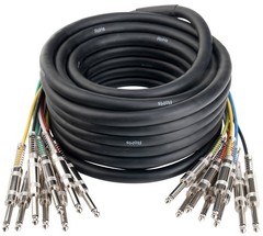 Pronomic Stage MJJ8-10 Multicore Cable 8 x 6.3 mm Jack Mono 10m, Multicolor