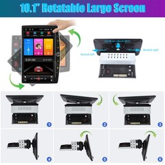 10″ Single DIN Android 15 BT Car Stereo Radio Carplay GPS Rotatable Screen 4+64G
