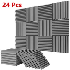 24 Pack Acoustic Foam Panels Soundproofing Absorbing High Density Noise Cancel
