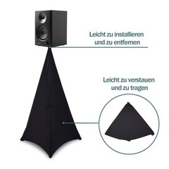 Double Sided Tripod Skirt Speaker Stand Scrim Black Stretch Fabric DJ LightStand