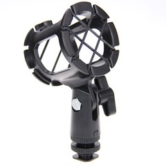 CAMVATE Mic Shock Mount Holder with Cold Shoe Adapter for Shotguns Microphone