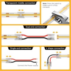 20 Pack COB 0.31in(8mm) 2 pin Transparent Connector, 6.6FT(200cm) Long 20AWG