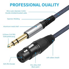 HUALEU 2 Pack 1/4 TRS Male to 3Pin XLR Female 1feet(2pack), To F