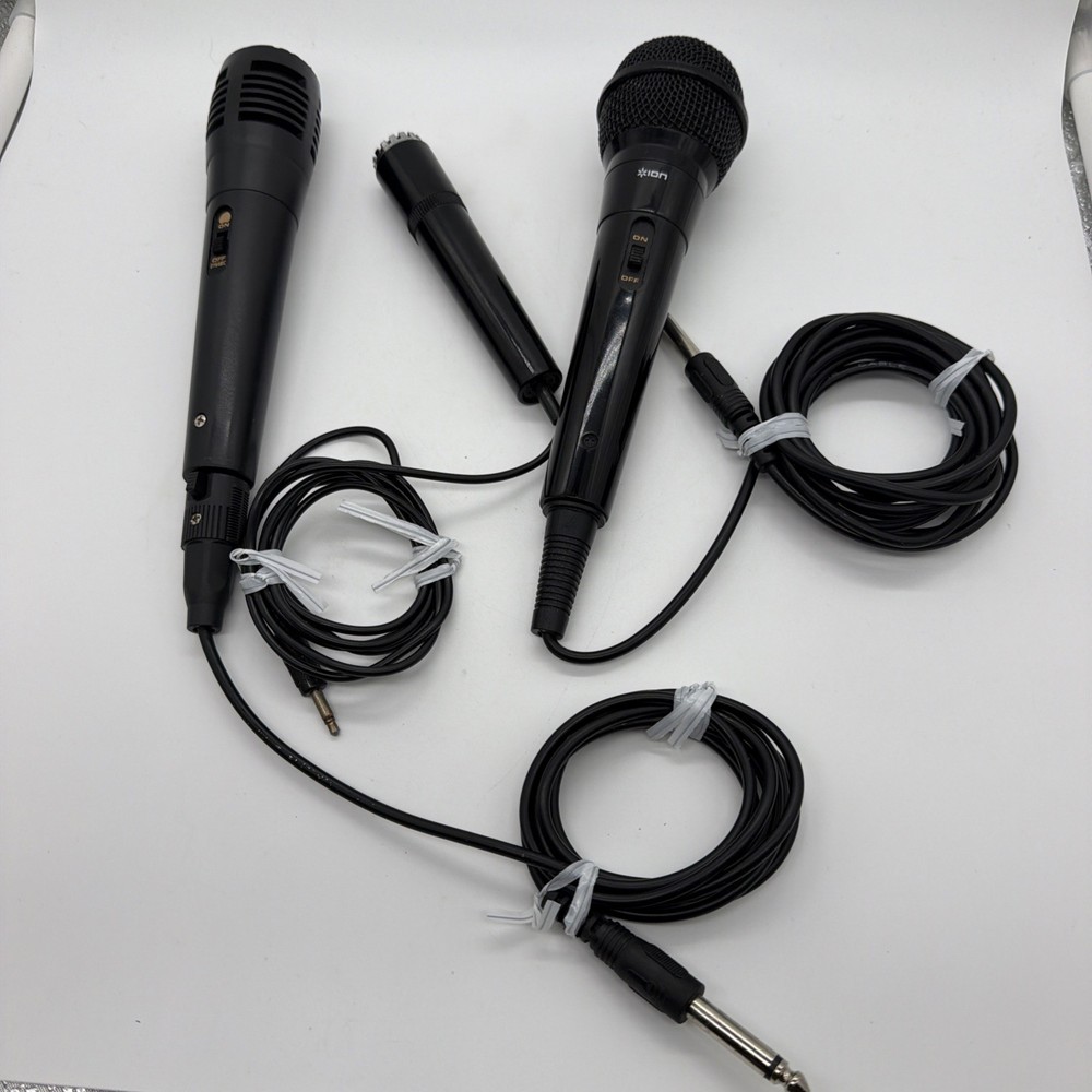 ION Wired Dynamic Microphones w/ 1/4″ Plug Black Stage Mic 7-8 & 4 Inch Mics