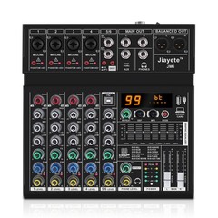 6 Channel Professional DJ Mixer Audio Mixer DSP 99 Preset Effects Metal Blue