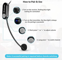 Microphone Headset 1 4Plug 165ft Range UHF Wireless Mic Handheld 2 1 Karaoke