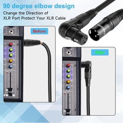 Right Angle XLR Microphone Cables, 6-Pack of 90 Degree Male to Female Adapters