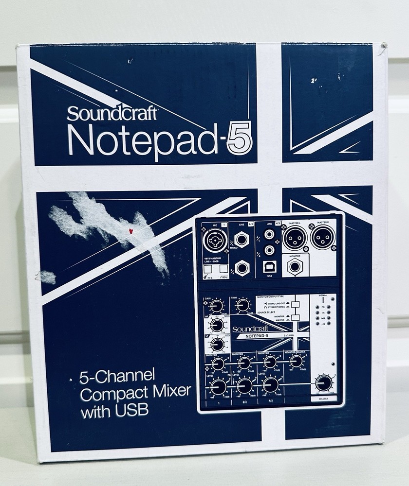 Soundcraft Notepad-5 5-Channel Compact Mixer w/ USB Box Cable Pro Audio