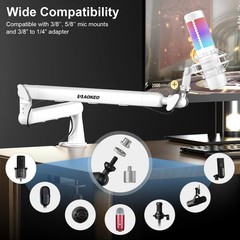 Microphone Arm,Aokeo AK-55 Desk Low Profile Adjustable Mic Boom Arm White