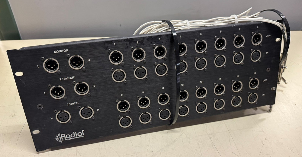 Radial Engineering 16 Channel XLR Audio Patchbay I/O Panel to 1/4″ TRS Male Tail