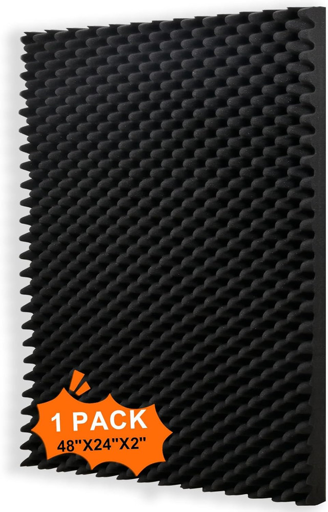 1 Pack, 48X24X2 Inches Acoustic Foam Panels Egg Crate Foam Padding Sound Proof P
