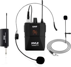 Pyle UHF Professional Wireless Microphone System Kit Black Karaoke & Conference