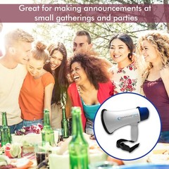 Lightweight 2000ft Range Portable Megaphone Bullhorn with Strap Siren for Sports