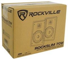 (4) Rockville RockSlim 70W White 5.25″ 70v Commercial Restaurant Wall Speakers