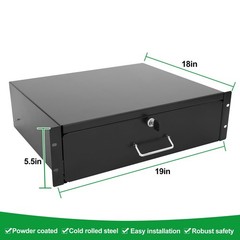 GlobalRack 3U Server Rack Drawer,Cabinet Drawer，18″ Depth, 3U18″, BLACK