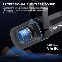 FDUCE SL40 USB/XLR Dynamic Microphone for Podcasting, Gaming, Live Black