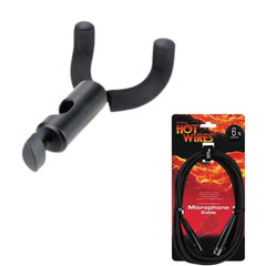 u-mount Mic Stand Guitar Hanger + 6ft XLR Microphone Cable Vocal Studio Bundle