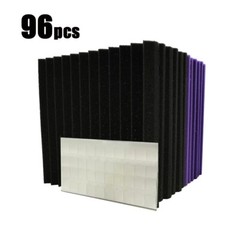 96 PACK 12″X12″X1″ Acoustic Foam Panel Wedge Studio Wall Tiles Black Purple