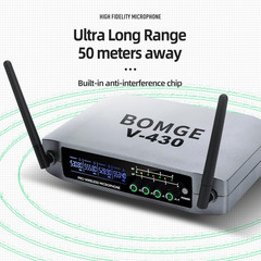 Pro 4-Channel Wireless Microphone System with 4 Handheld Mics, 200Ft Range
