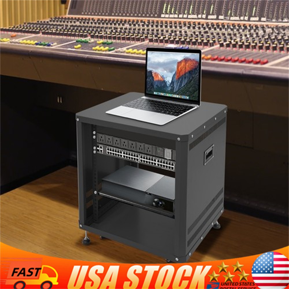 12U AV Rack Stand with Caster Wheels Network Stereo Recording Studio Rack