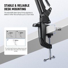 NEEWER Microphone Arm Stand, Suspension Scissor Boom Mic Arm Desk Mount with …