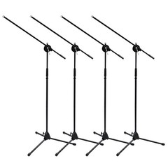 Four Tripod Microphone Stands with Boom Arms