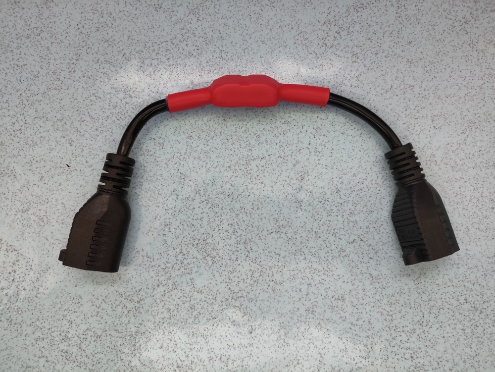 One New Female to Female 3-Prone Extension Cord AC 110V 20A 14 Inches Long – Red