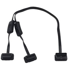 OBD2 1 in 2 Splitter Cable, Ultra Slim Right Angle 16pin Male to Female Y