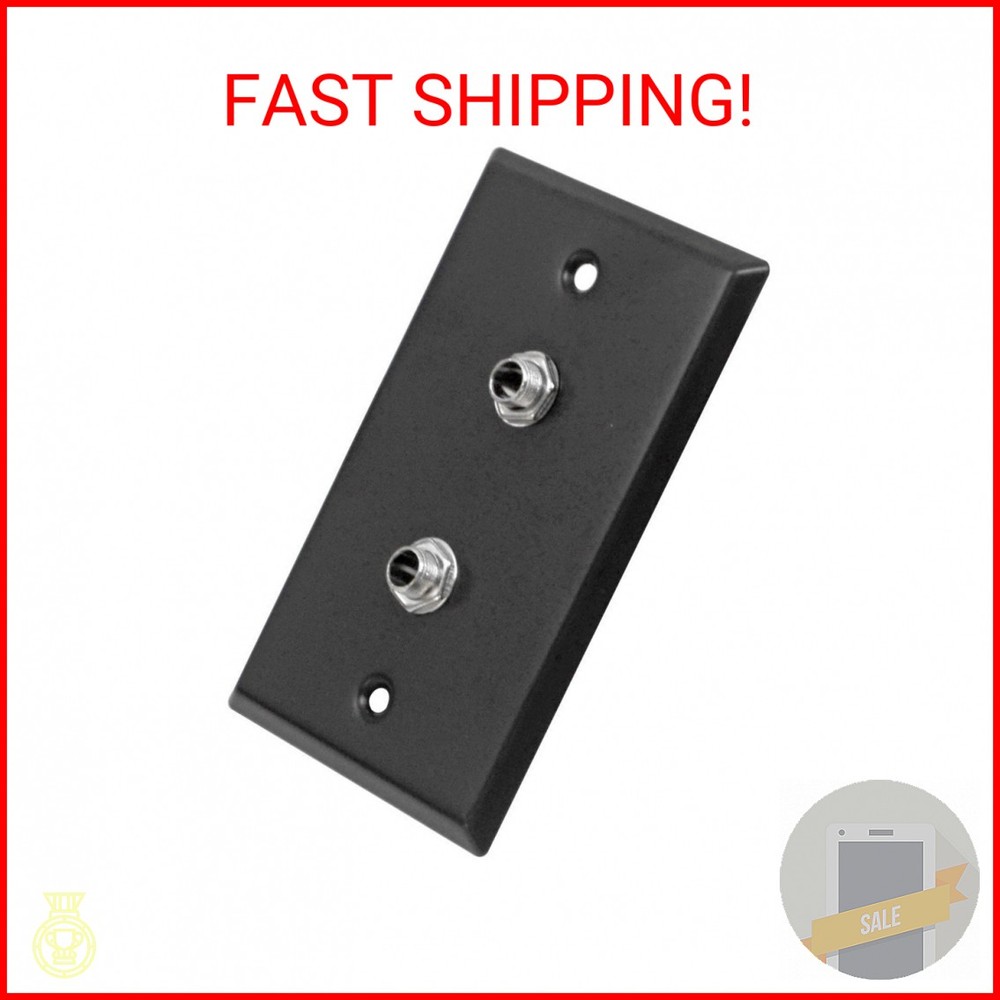 Seismic Audio SA-PLATE26 Black Stainless Steel Wall Plate with Dual 1/4-Inch TS