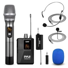 Pyle UHF Wireless Microphone System Kit – Portable Professional Cordless