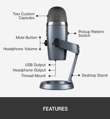 Blue Yeti Nano Shadow Grey Premium USB Microphone for Recording/Streaming