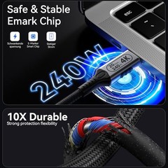 Type c to Type c Cable,20gbps USB c 3.2 gen 2,4k@60Hz Video,usbc Cable 6FT/1.8M