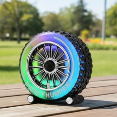 Off-Road Tire Bluetooth Speaker Potable Bass Thumper Speaker w/ Party Lights TWS