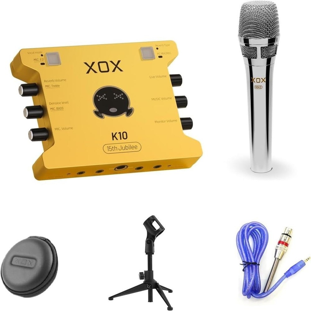 XOX K10 S1 SET Live Streaming Audio Interface Mixer + Mic & Stand