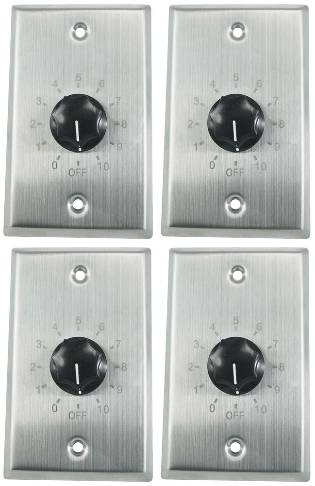 4 Rockville VOL70200 SS 200w 70v Stainless Wall Volume Controls Zone Controllers