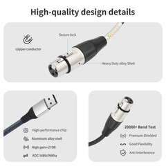 Devinal XLR Female to USB Cable 6.6FT